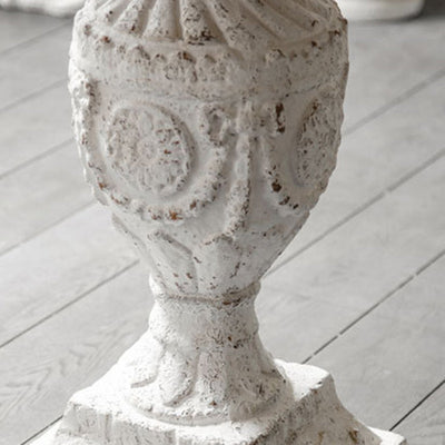 Traditional Vintage Round Column Carved Cedar MDF Magnesium Oxide Coffee Table For Living Room