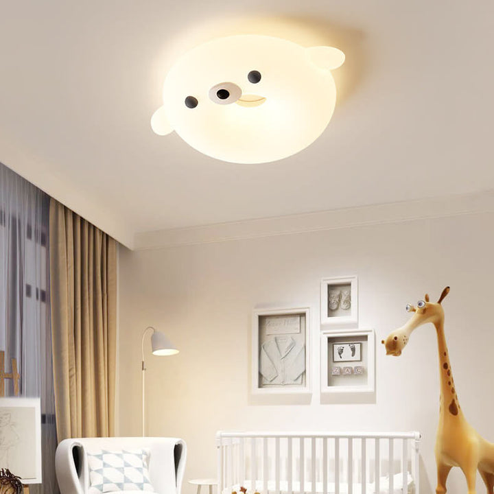Adorable Cream Style Cartoon Seal LED Kids Flush Mount Ceiling Light
