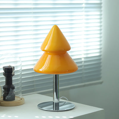 Modern Art Deco Iron Glass Christmas Tree LED Table Lamp For Bedroom