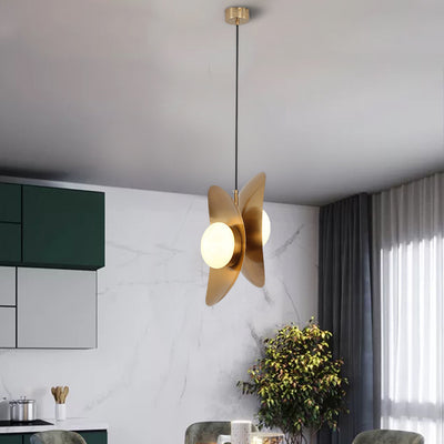 Zeitgenössische nordische ovale Kugel Eisen Titan 2-Licht Pendelleuchte für Wohnzimmer 