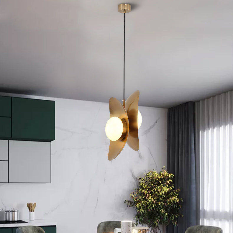 Zeitgenössische nordische ovale Kugel Eisen Titan 2-Licht Pendelleuchte für Wohnzimmer 