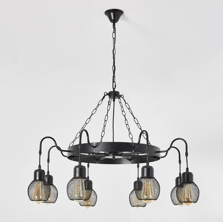 Traditional Colonial Round Mesh Iron 6/8/12 Light Chandelier For Living Room