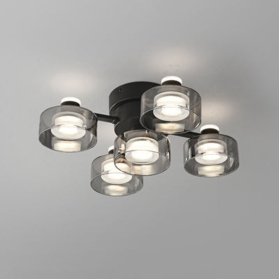 Moderne minimalistische runde Kupfer Acrylglas LED Semi-Flush Mount Deckenleuchte für Wohnzimmer 
