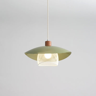 Moderne minimalistische cremefarbene runde Pod-Pendelleuchte aus Eisen mit 1 Licht für das Wohnzimmer 