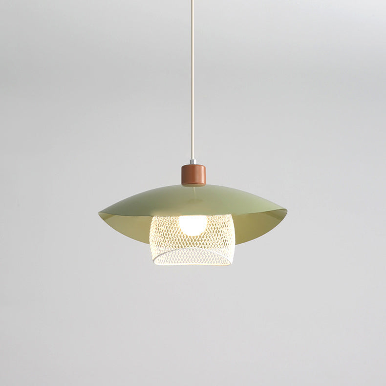 Moderne minimalistische cremefarbene runde Pod-Pendelleuchte aus Eisen mit 1 Licht für das Wohnzimmer 