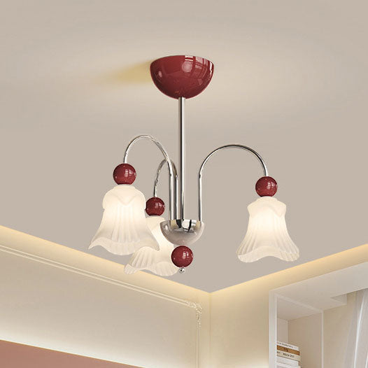 Moderne nordische Eisen-Glas-Blumenförmige Kugel 3/8-Licht-Kronleuchter für Wohnzimmer 
