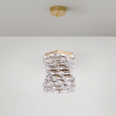 Moderne Luxus Edelstahl Kristall Unregelmäßige Spalte LED Pendelleuchte Für Wohnzimmer 