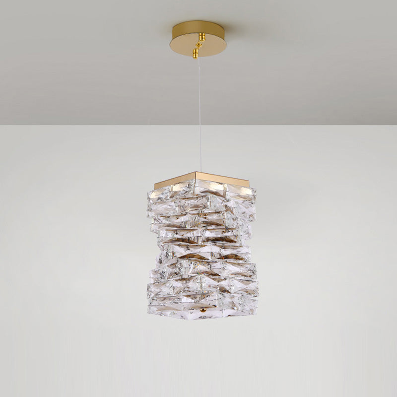 Moderne Luxus Edelstahl Kristall Unregelmäßige Spalte LED Pendelleuchte Für Wohnzimmer 