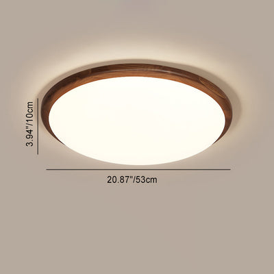 Modern Minimalist Flower Round Walnut Acrylic LED Flush Mount Ceiling Light For Living Room