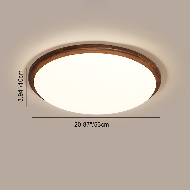 Modern Minimalist Flower Round Walnut Acrylic LED Flush Mount Ceiling Light For Living Room