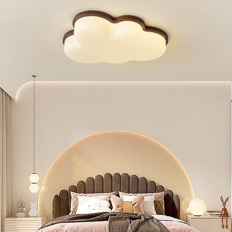 Moderne unbedeutende Wolken-hölzerne Acryl-LED-Unterputz-Deckenleuchte für Schlafzimmer 