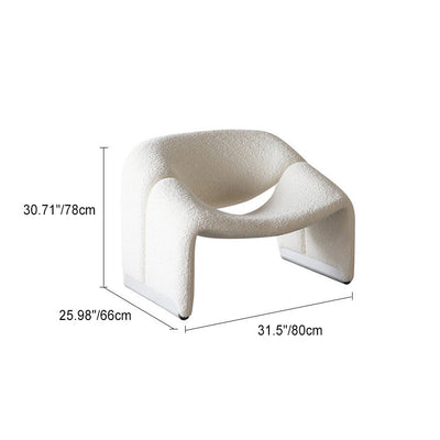 Silla de acento con respaldo y reposabrazos de esponja de lana de cordero de marco curvado contemporáneo escandinavo de acero inoxidable para sala de estar 