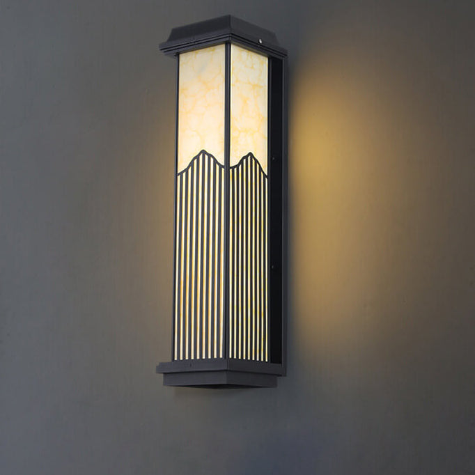 Chinese Retro Aluminum Rectangular Column LED Outdoor Waterproof Wall Sconce Lamp