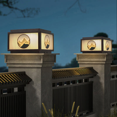 ضوء رأس عمود LED زجاجي ألمنيوم مربع مقاوم للماء بالطاقة الشمسية بحد أدنى حديث للحديقة 