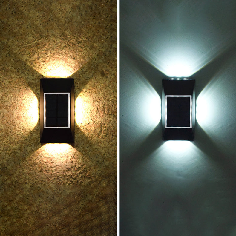 Lampe murale extérieure à LED en plastique ABS rectangulaire avec capteur solaire de modernité et simplicité pour jardin 
