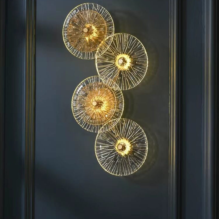 Lámpara de pared LED de hierro con forma de hoja de loto de vidrio de lujo moderno 