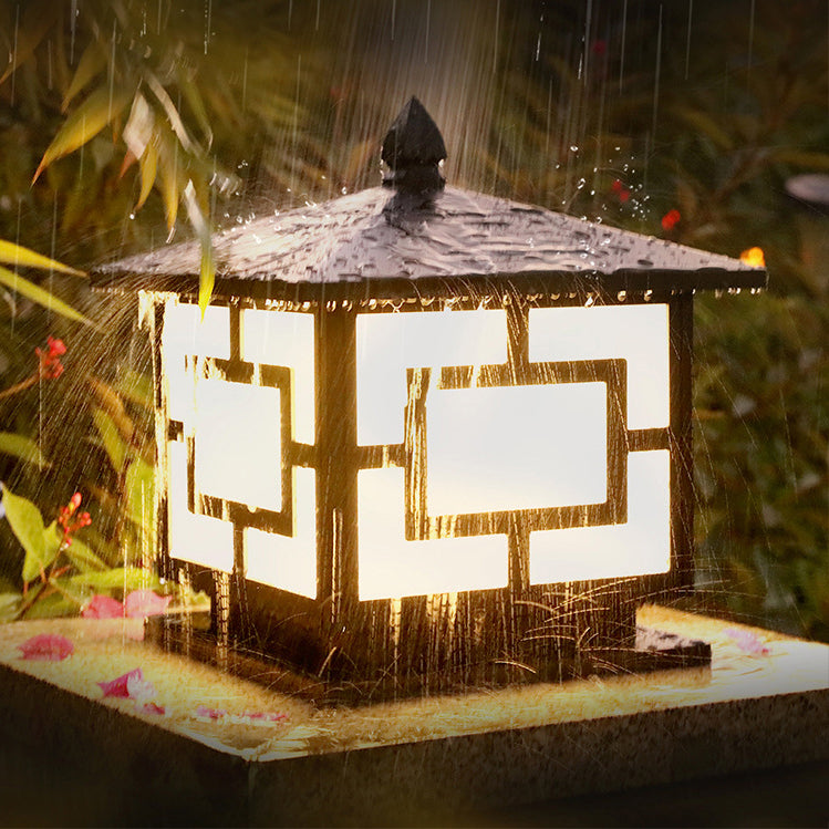 Lanterne carrée en acrylique ABS étanche solaire traditionnelle chinoise, éclairage paysager LED pour extérieur, lumière pour patio extérieur 