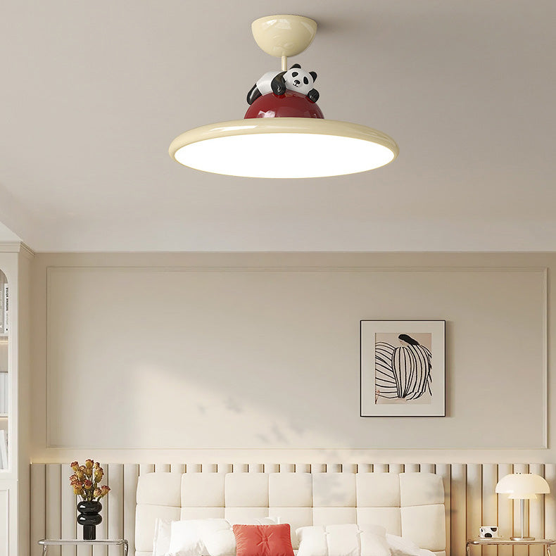 Plafonnier semi-encastré en fer acrylique LED Panda éléphant créatif contemporain pour chambre à coucher 