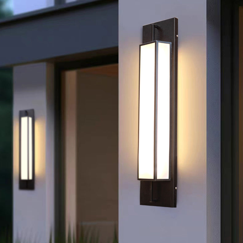 Modern Minimalist Long Square PMMA Stainless Steel LED Outdoor Wall Sconce Lamp For Garden