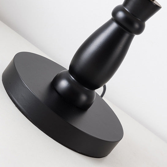 Zeitgenössische Vintage gestreifte Klapp Lampenschirm Metall Massivholz Stoff 1-Licht Tischlampe für Schlafzimmer 