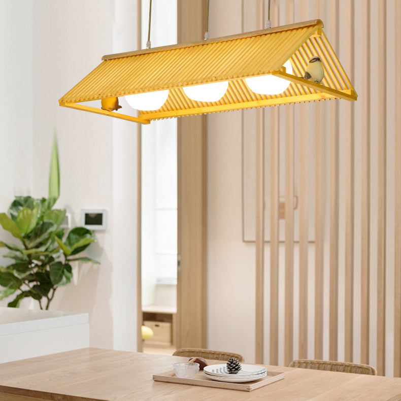 Traditioneller chinesischer Traufe-Vogel-Bambusglas-1/2/3-Licht-Insel-Licht-Kronleuchter für Esszimmer 