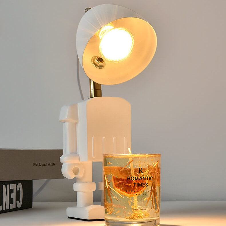 Modern Art Deco Resin Iron Robot 1-Light Melting Wax Table Lamp For Bedroom