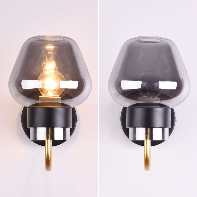 Contemporary Scandinavian Glass Cup Design 1-Light Wall Sconce Lamp For Hallway