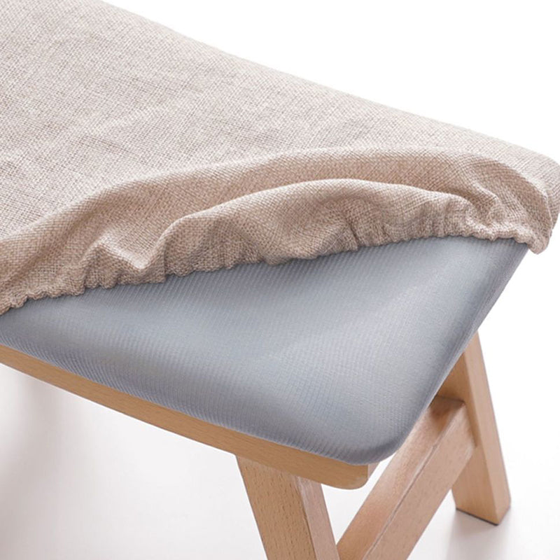 Moderner minimalistischer quadratischer Schuhbank-Hocker aus Kautschukholz mit Baumwoll-Leinen-Kissen für das Wohnzimmer 