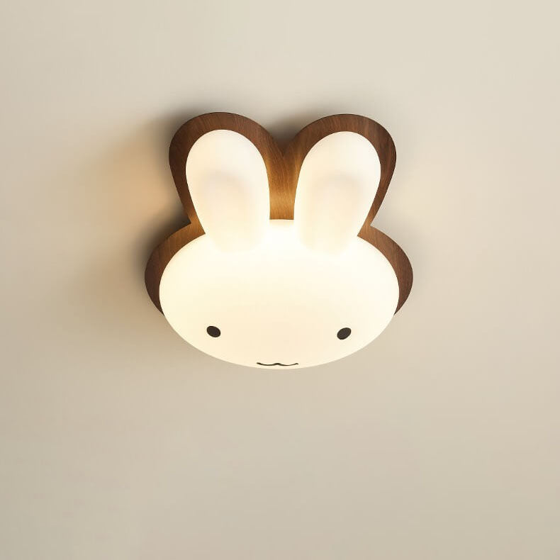 Modern Funny Bunny Kids Iron Acrylic LED Flush Mount Light
