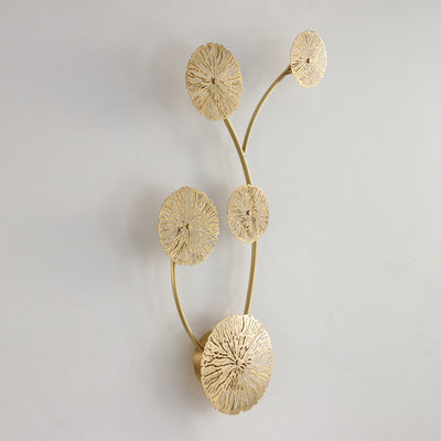 Moderne Luxus Vollkupfer Hohl Lotusblatt Cluster 3/5/7-Licht Wandleuchte Lampe für Wohnzimmer 