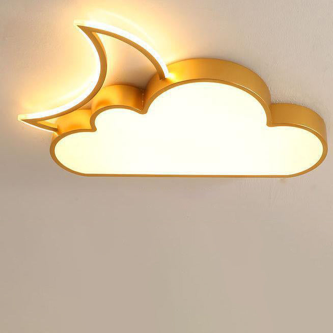 Plafonnier LED en nuage et lune en acrylique fer pour chambre d&