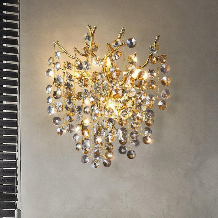 Applique murale moderne en aluminium de luxe avec cristal et perles à 2/3 lumières pour salon 