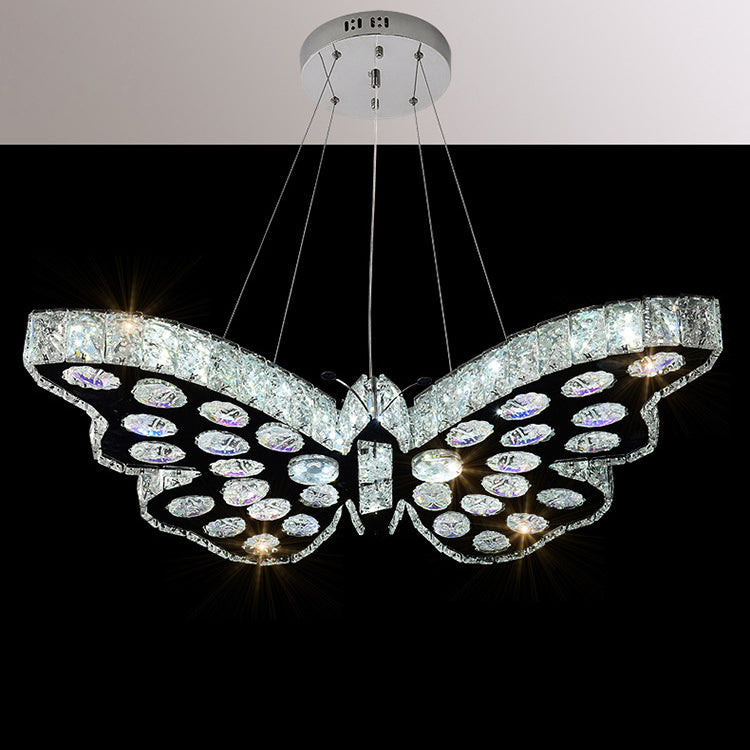 Modern Art Deco Butterfly Crystal Hardware LED Chandelier For Living Room
