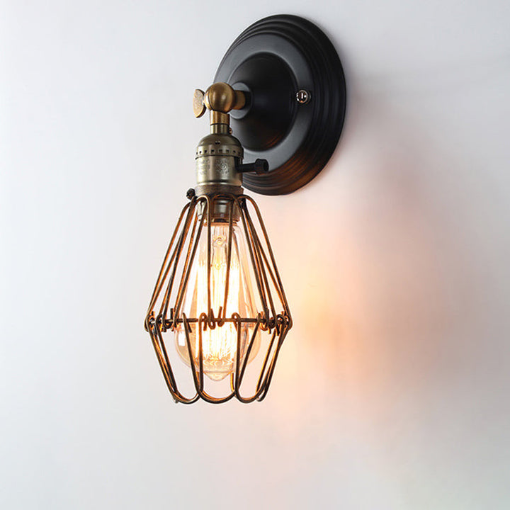 Aplique de pared de 1 luz con pantalla de soporte de hierro retro contemporáneo para comedor 