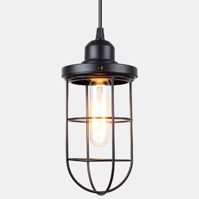 Contemporary Industrial Iron Cage 1-Light Pendant Light For Living Room