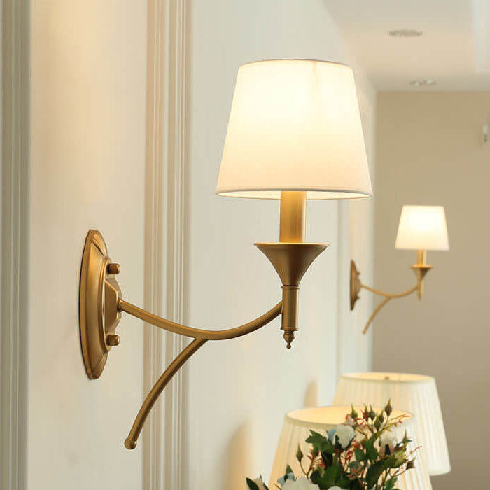 European Light Luxury Iron Fabric 1/2-Light Mushroom Wall Sconce Lamp