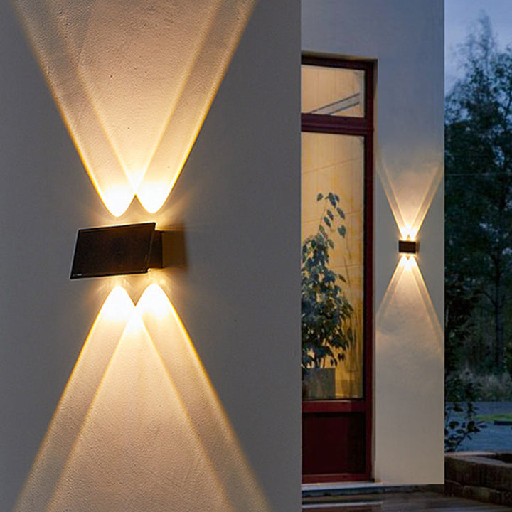 Applique Murale Extérieure Moderne Minimaliste Solaire Étanche Rectangle ABS LED Pour Jardin 
