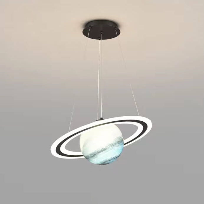 Lámpara colgante LED de planeta de hierro acrílico nórdico contemporáneo para dormitorio 