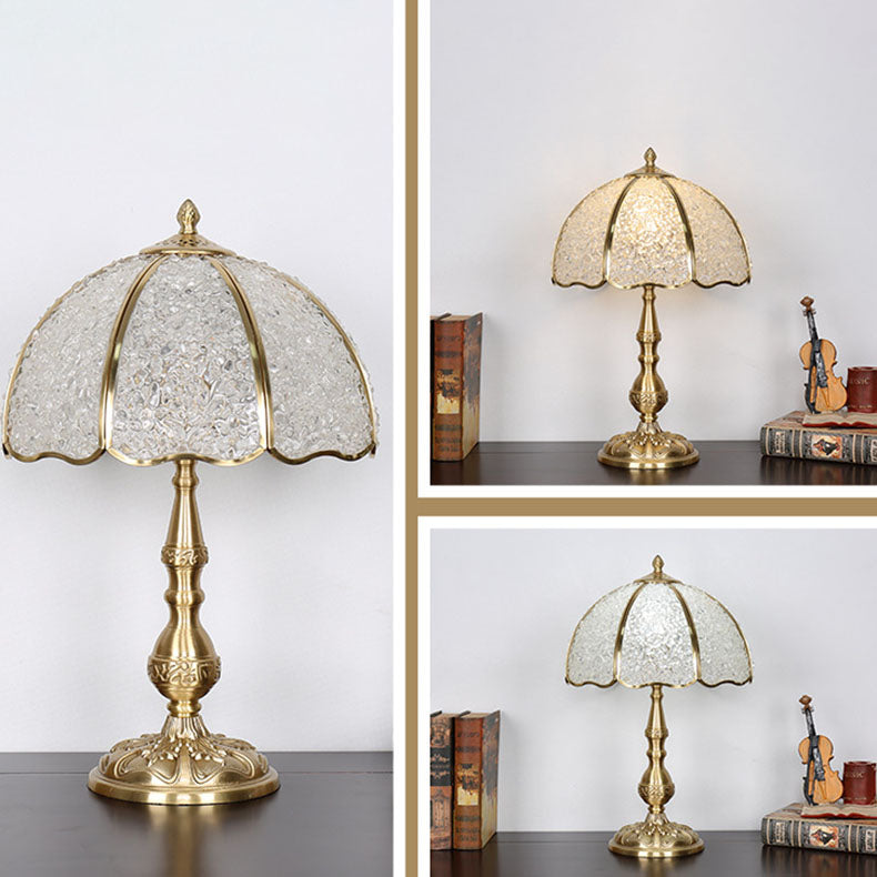 Moderne Luxus-Halbkugel-Schirm Tischlampe aus Vollkupfer mit Kristall und 1 Licht für das Schlafzimmer 