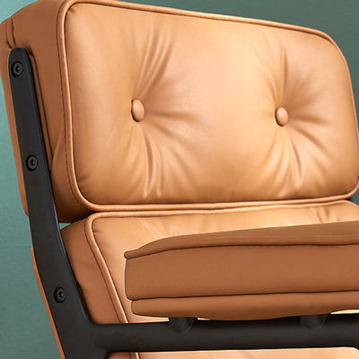 Moderner minimalistischer quadratischer Halbkreis-gepolsterter Leder-Hardware-Schreibtischstuhl mit Rückenlehne und Armlehne für das Home Office 