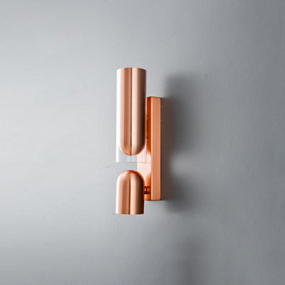 Moderne minimalistische Zylinder Rechteck drehbare Eisen Glas 2-Licht Wandleuchte Lampe für Wohnzimmer 