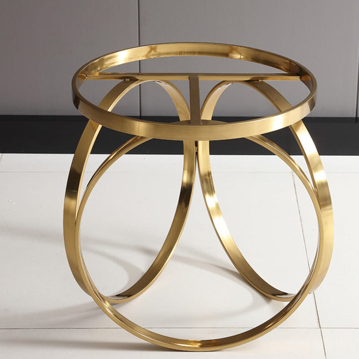 Table basse moderne de luxe en marbre avec base ronde en titane et acier inoxydable pour salon 