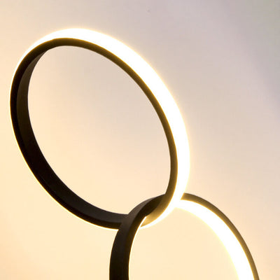 Lámpara de Mesa LED de Base de Hierro Interconectada de Anillos Dobles Acrílicos de Simplicidad Moderna 