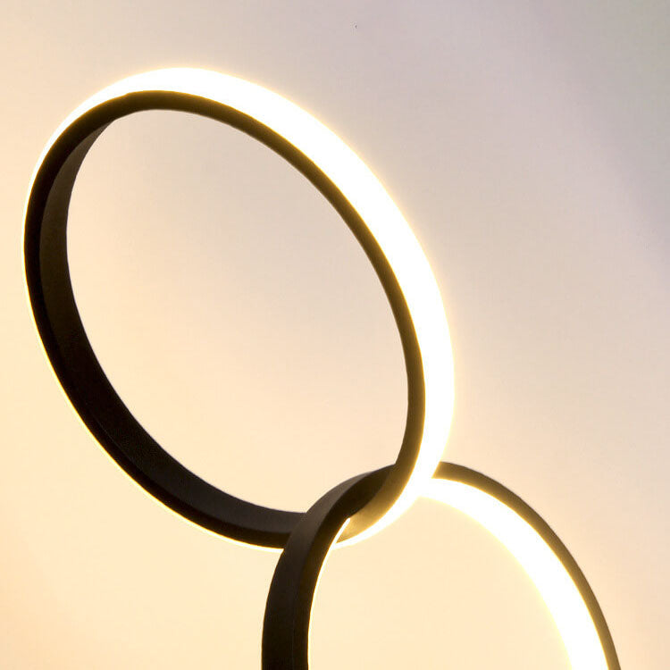 Lámpara de Mesa LED de Base de Hierro Interconectada de Anillos Dobles Acrílicos de Simplicidad Moderna 