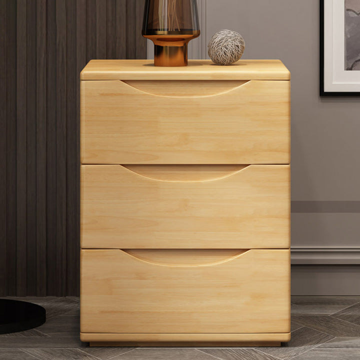 Mesita de noche tradicional japonesa rectangular cúbica de madera de caucho y metal con 2/3 cajones para el lado de la cama 