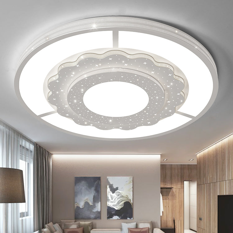 Zeitgenössische Einfachheit Sternenhimmel Dekor Blume Rand Acryl Runde Schatten LED Unterputz Deckenleuchte Für Wohnzimmer 