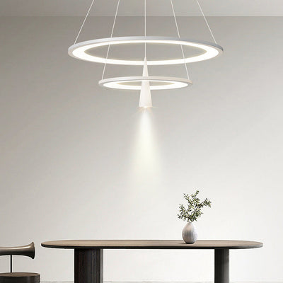 Moderne minimalistische Kreis konische Eisen Acryl LED Kronleuchter für Wohnzimmer 