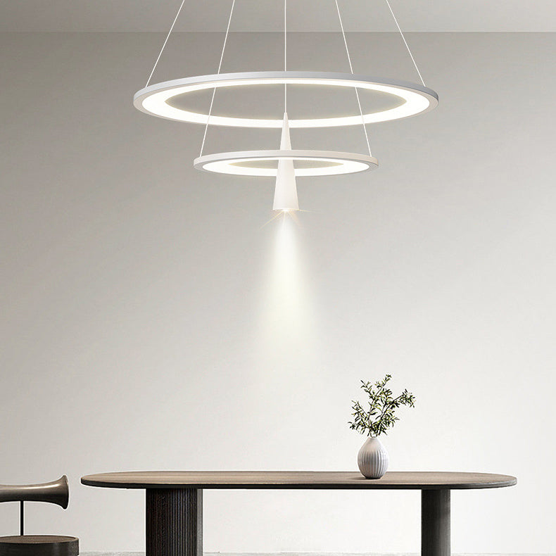 Moderne minimalistische Kreis konische Eisen Acryl LED Kronleuchter für Wohnzimmer 
