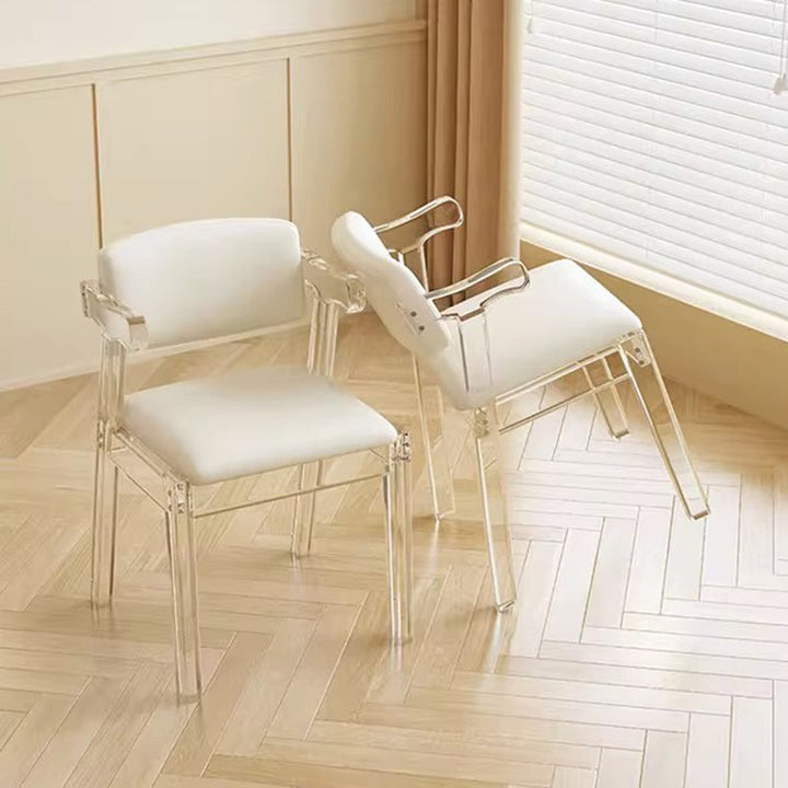 Modern Minimalist Square Microfiber Leather Acrylic Vanity Stool Backrest For Bedroom