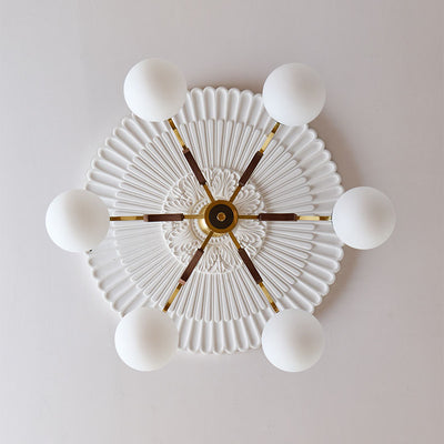 Lustre traditionnel français en orbe tout cuivre bois verre 3/6/8 lumières pour salon 